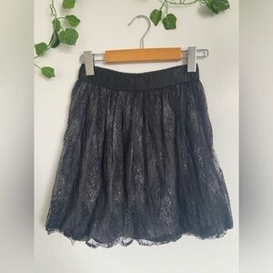 Garage Dark Coquette Black Floral Lace Mini Skater Whimsigoth Skirt Y2K Size XS